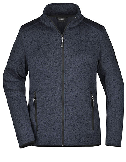Ladies´ Knitted Fleece Jacket in Dark Grey Melange, Größe XXL