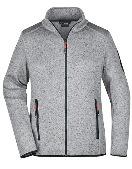 Ladies´ Knitted Fleece Jacket in Light Grey Melange, Größe XXL