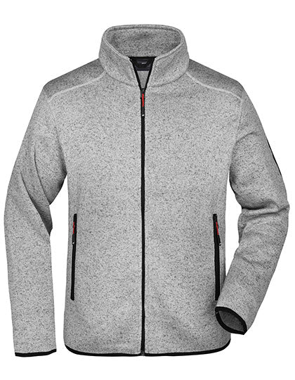 Men´s Knitted Fleece Jacket in Light Grey Melange, Größe 3XL