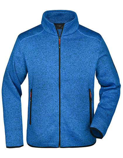 Men´s Knitted Fleece Jacket in Royal Melange, Größe 3XL