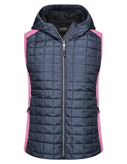 Ladies´ Knitted Hybrid Vest in Pink Melange, Größe XXL