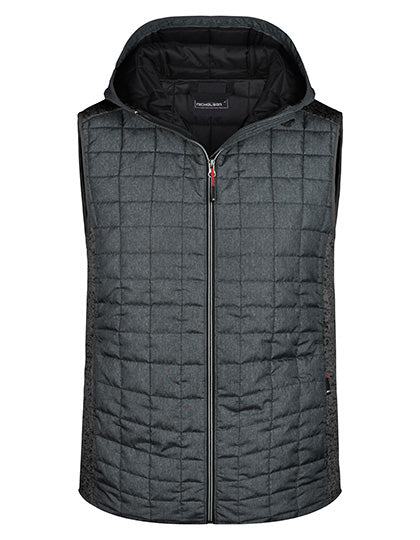 Men´s Knitted Hybrid Vest in Grey Melange, Größe 3XL
