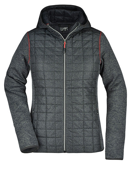 Ladies´ Knitted Hybrid Jacket in Grey Melange, Größe XXL