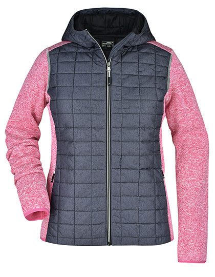 Ladies´ Knitted Hybrid Jacket in Pink Melange, Größe XXL