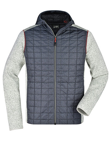 Men´s Knitted Hybrid Jacket in Light Melange, Größe 3XL