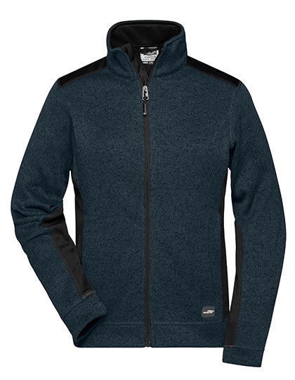 Ladies´ Knitted Workwear Fleece Jacket -STRONG- in Navy, Größe 4XL