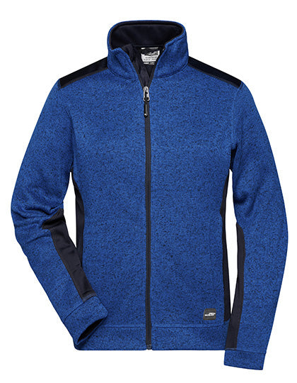 Ladies´ Knitted Workwear Fleece Jacket -STRONG- in Royal Melange, Größe 4XL