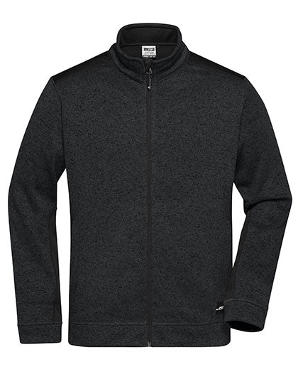 Men´s Knitted Workwear Fleece Jacket -STRONG- in Black, Größe 6XL