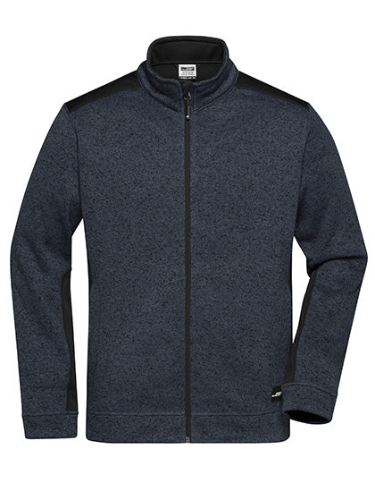 Men´s Knitted Workwear Fleece Jacket -STRONG- in Carbon Melange, Größe 6XL