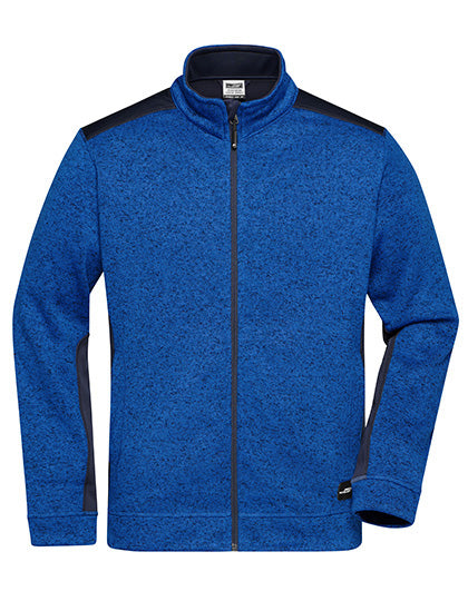 Men´s Knitted Workwear Fleece Jacket -STRONG- in Royal Melange, Größe 6XL