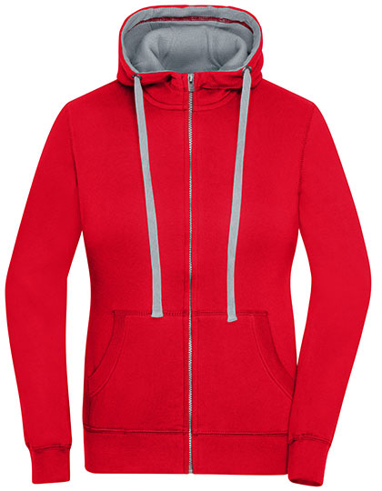 Ladies´ Lifestyle Zip-Hoody in Red, Größe XXL
