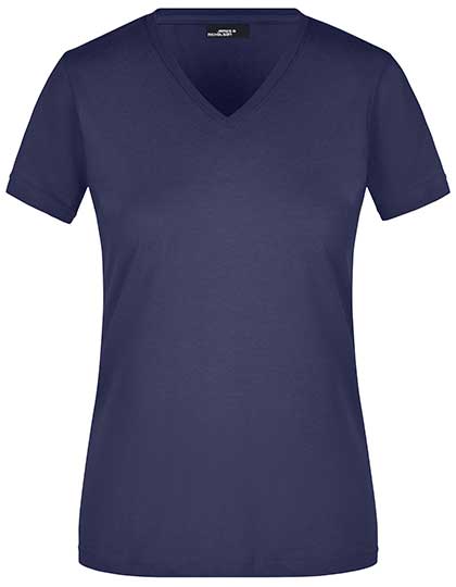 Ladies´ Slim Fit V-T in Navy, Größe XXL