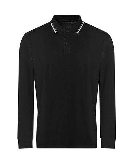 Long Sleeve Tipped 100 Polo in Deep Black, Größe XXL