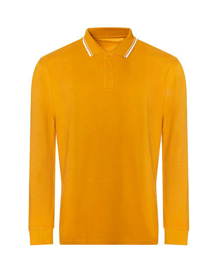 Long Sleeve Tipped 100 Polo in Mustard, Größe XXL