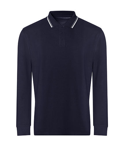 Long Sleeve Tipped 100 Polo in Oxford Navy, Größe XXL