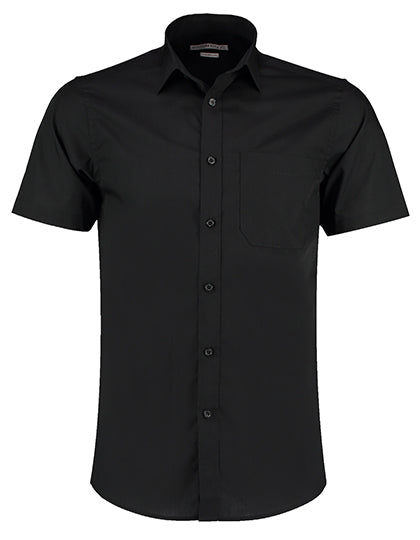 Men´s Tailored Fit Poplin Shirt Short Sleeve in Black, Größe 58/59 (23)