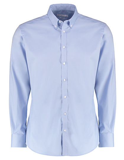 Men´s Slim Fit Stretch Oxford Shirt Long Sleeve in Light Blue, Größe 47 (18H)