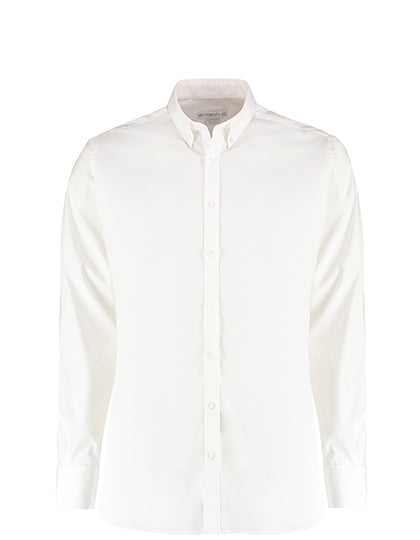 Men´s Slim Fit Stretch Oxford Shirt Long Sleeve in White, Größe 47 (18H)