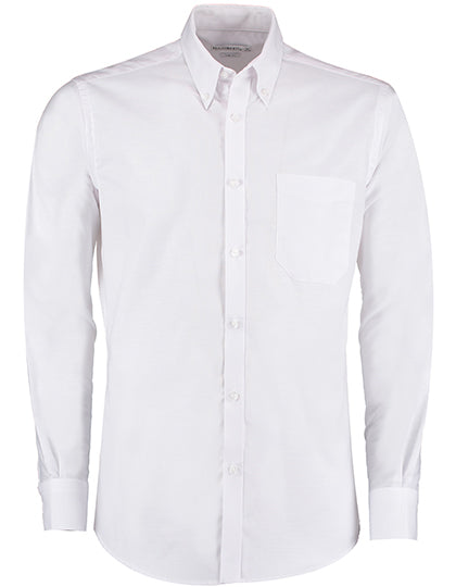 Men`s Slim Fit Workwear Oxford Shirt Long Sleeve in White, Größe 45/46 (18)