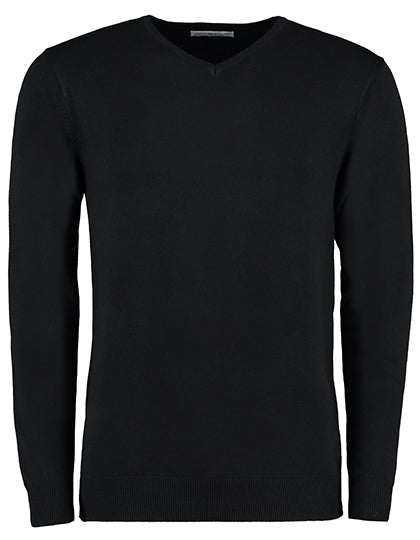 Regular Fit Arundel V-Neck Sweater in Black, Größe 3XL