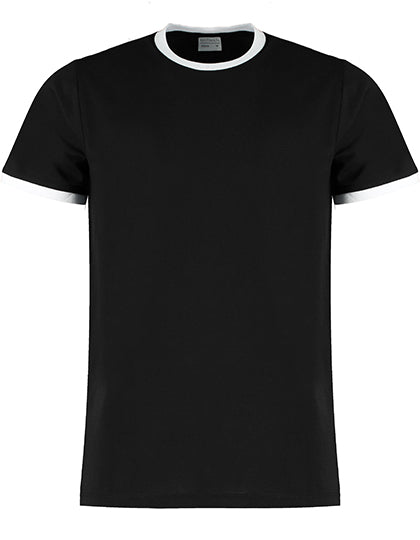 Fashion Fit Ringer Tee in Black, Größe XXL
