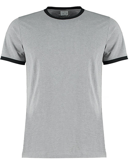Fashion Fit Ringer Tee in Light Grey Marl, Größe XXL