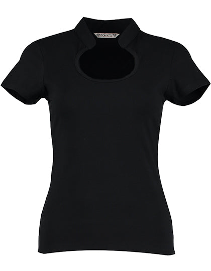 Women`s Regular Fit Keyhole Neck Top in Black, Größe 3XL/4XL (20-22)