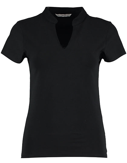 Women`s Regular Fit Mandarin Collar Top in Black, Größe 3XL/4XL (20-22)