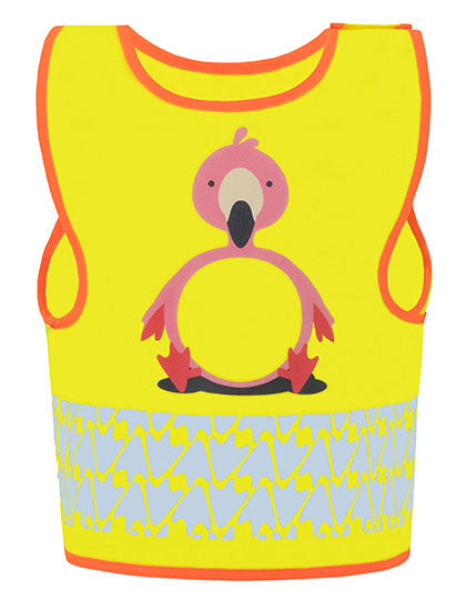 Children's Safety Vest Funtastic Wildlife CO² Neutral in Flamingo Yellow, Größe XS (3-6 years)
