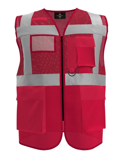 Multifunctional Hi-Vis Mesh-Vest Athens in Red, Größe 5XL