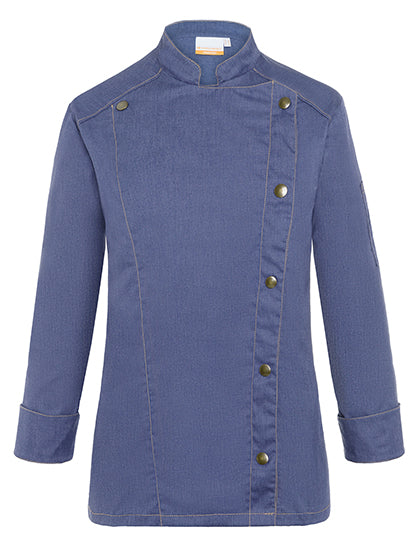 Damen Kochjacke Jeans-Style in Vintage Blue (ca. Pantone 2108C), Größe 58