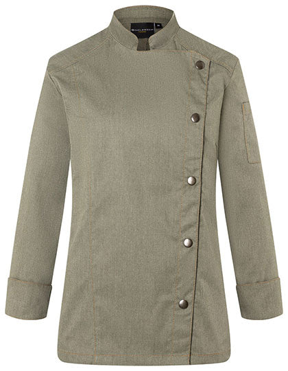 Damen Kochjacke Jeans-Style in Vintage Moss Green (ca. Pantone 416C), Größe 58