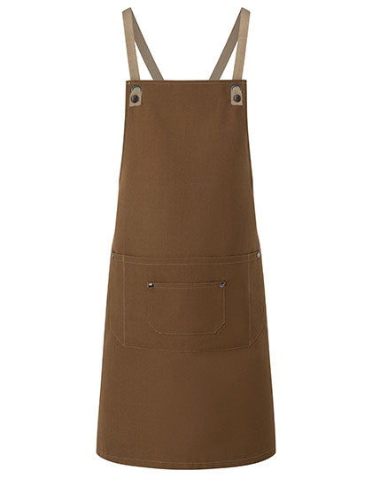 Latzschürze Urban-Nature mit Kreuzbändern und großer Tasche in Cinnamon (ca. Pantone 2321C), Größe 70 x 85 cm