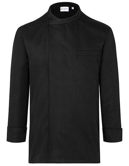 Langarm Überwurf-Kochhemd Basic in Black (ca. Pantone 419C), Größe 3XL