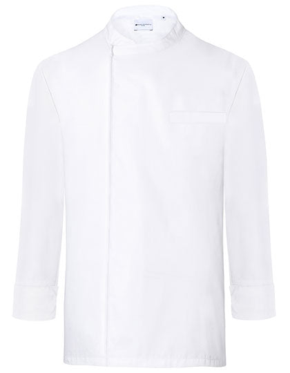 Langarm Überwurf-Kochhemd Basic in White, Größe 3XL