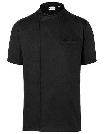 Kurzarm Überwurf-Kochhemd Basic in Black (ca. Pantone 419C), Größe 3XL