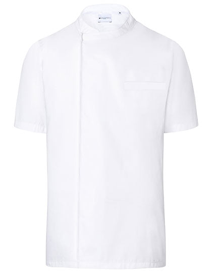 Kurzarm Überwurf-Kochhemd Basic in White, Größe 3XL