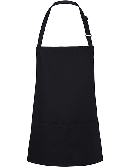 Kurze Latzschürze Basic mit Schnalle und Tasche in Black (ca. Pantone 419C), Größe 75 x 60 cm
