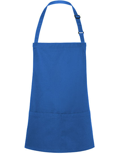 Kurze Latzschürze Basic mit Schnalle und Tasche in Blue (ca. Pantone 7686C), Größe 75 x 60 cm