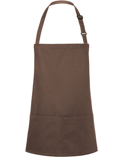 Kurze Latzschürze Basic mit Schnalle und Tasche in Light Brown (ca. Pantone 438C), Größe 75 x 60 cm