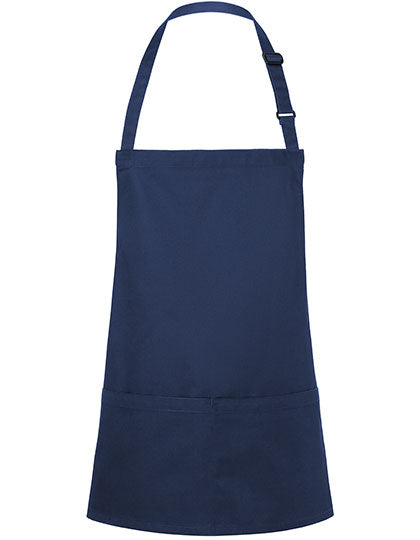 Kurze Latzschürze Basic mit Schnalle und Tasche in Navy (ca. Pantone 533C), Größe 75 x 60 cm