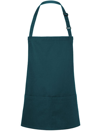 Kurze Latzschürze Basic mit Schnalle und Tasche in Pine Green (ca. Pantone 4189C), Größe 75 x 60 cm