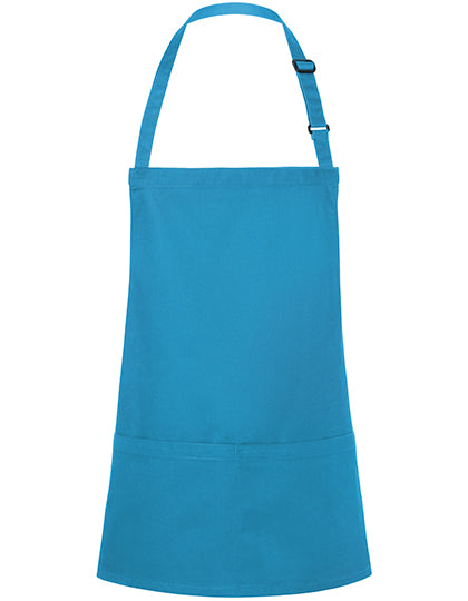 Kurze Latzschürze Basic mit Schnalle und Tasche in Turquoise (ca. Pantone 639C), Größe 75 x 60 cm