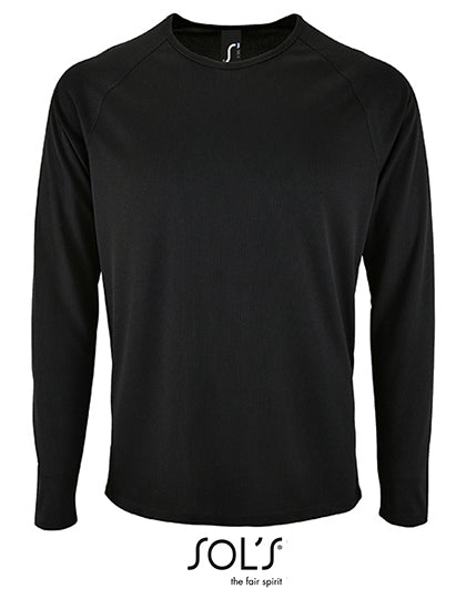 Men´s Long Sleeve Sports T-Shirt Sporty in Black, Größe 3XL