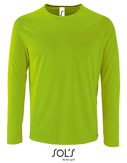 Men´s Long Sleeve Sports T-Shirt Sporty in Neon Green, Größe 3XL