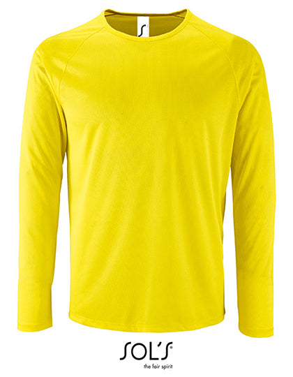 Men´s Long Sleeve Sports T-Shirt Sporty in Neon Yellow, Größe 3XL