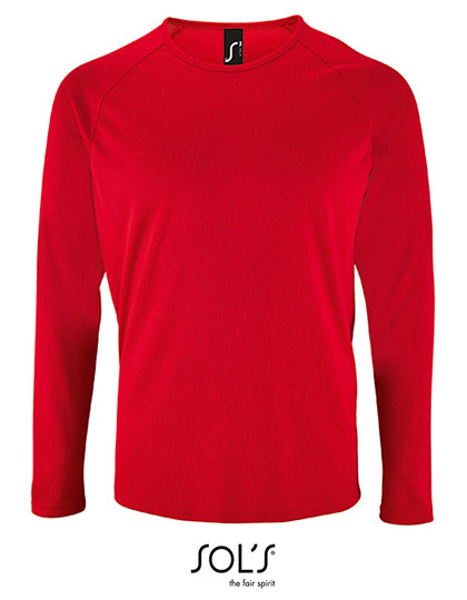 Men´s Long Sleeve Sports T-Shirt Sporty in Red, Größe 3XL