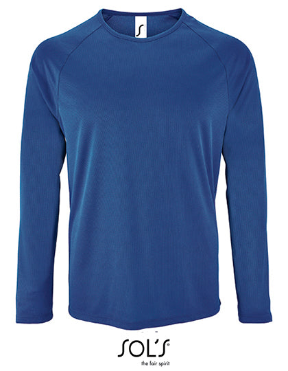 Men´s Long Sleeve Sports T-Shirt Sporty in Royal Blue 241, Größe 3XL