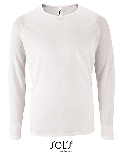 Men´s Long Sleeve Sports T-Shirt Sporty in White, Größe 3XL