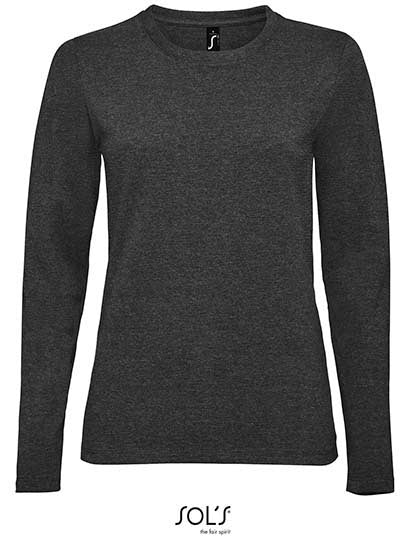 Women´s Long Sleeve T-Shirt Imperial in Charcoal Melange, Größe XXL